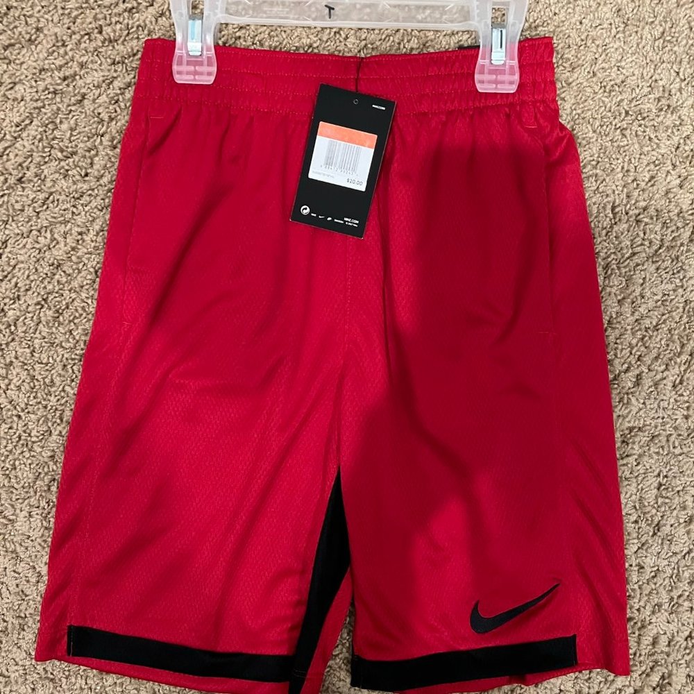 NWT Nike Dri-fit training Shorts - red w/ black swoosh,   size L